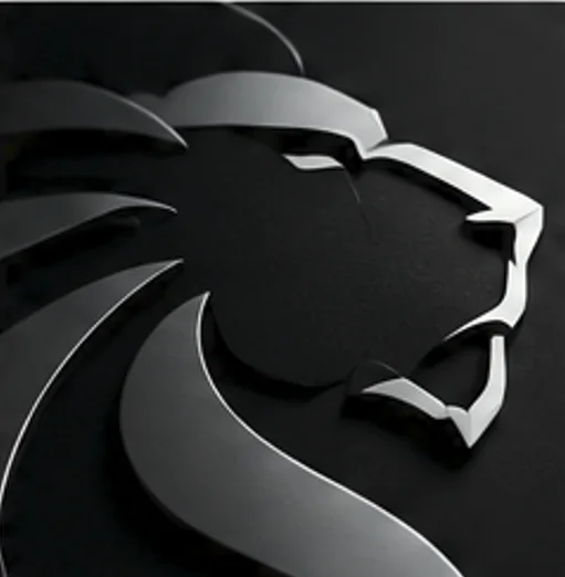 Lion noir sculptural aux lignes acérées